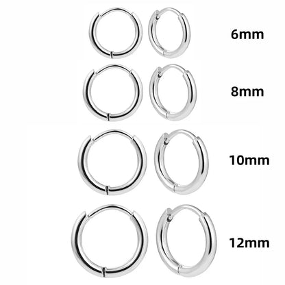 15/20/25mm Stainless Steel Hoop Earring Set | Silver Cartilage Huggie Earrings for Women and Men