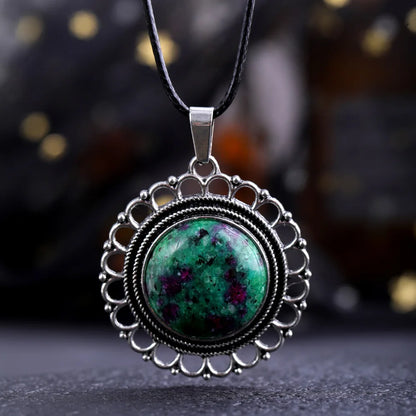 Lace Agate Pendant Necklace | Vintage Handmade Crystal Jewelry
