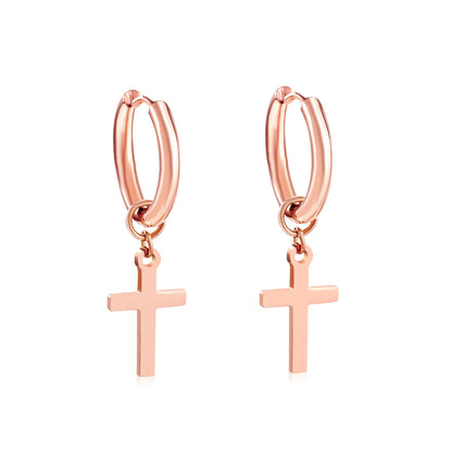 LUXUSTEEL Stainless Steel Cross Hoop Earrings | Colorful Fashion Jewelry for Women