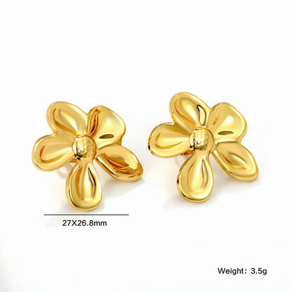LUXUKISSKIDS Fairy Flower Earrings Stud | Gold-Plated Stainless Steel Piercing Jewelry for Women
