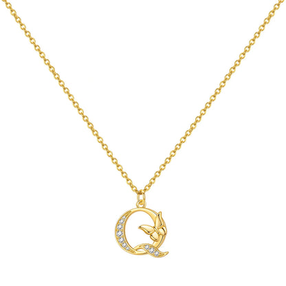 925 Sterling Silver Butterfly Initial Necklace | 26 Letter Y-Shaped Pendant for Women