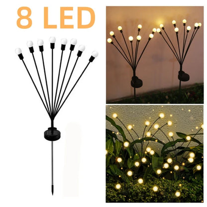6/8/10 LED Solar Powered Garden Lights Firefly Lights Outdoor Waterproof Vibrant Swaying Lights for Patio Pathway Decoration