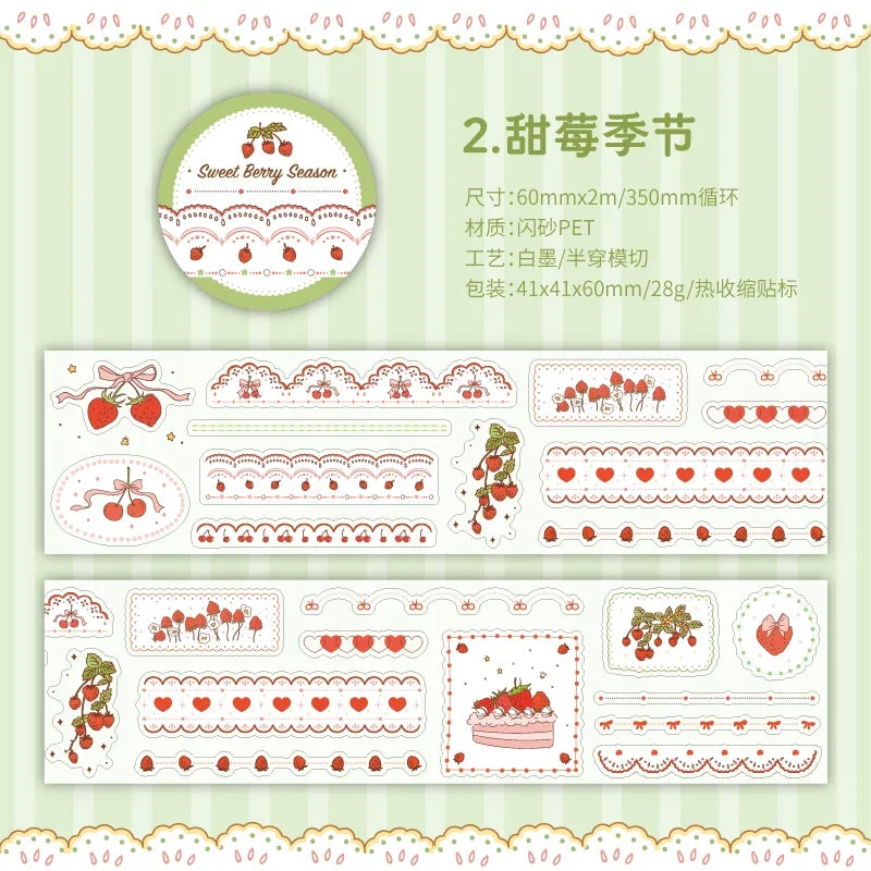 Journal GO Dessert Strawberry Washi Tape Set | Scrapbooking and Journaling Masking Tape