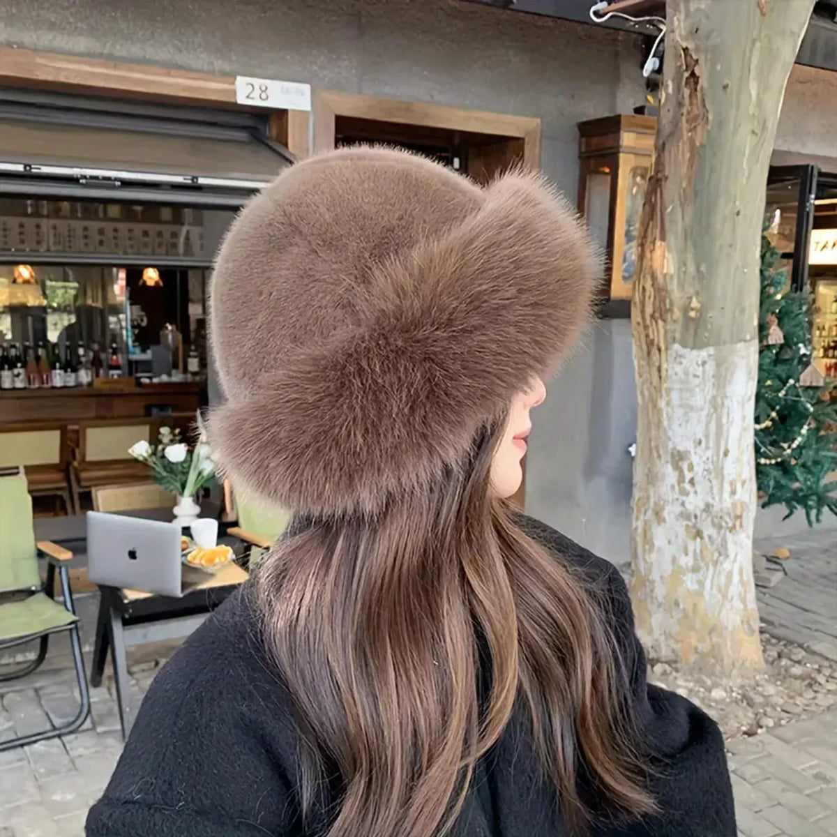 Women Winter Fur Hat Cold-Proof Outdoor Thicken Warm Soft Hat for Casual Trips Sports Skiing