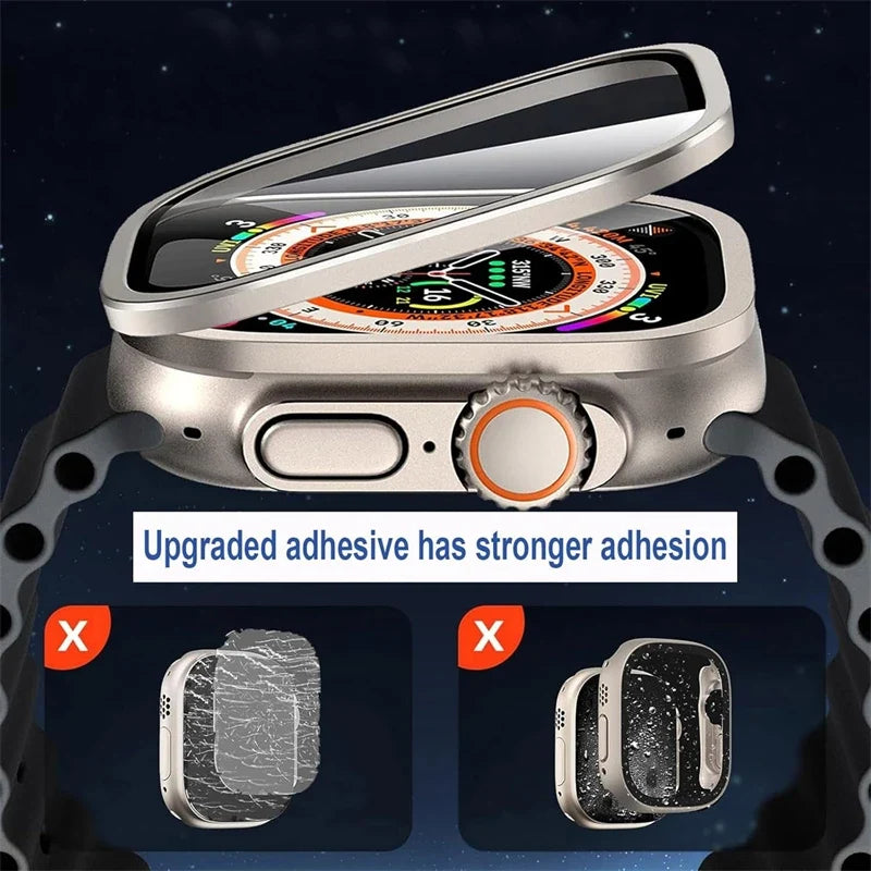 Aluminium Alloy Case+Tempered Glass for Apple Watch Ultra 2 49mm Anti-Scratch Screen Protector for iWatch Ultra 49mm Cover Film