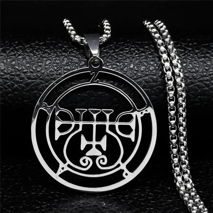 Sigeal Sigil De Lucifer Stainless Steel Satan Necklace | Asmoday Key Baphomet Pendant Jewelry