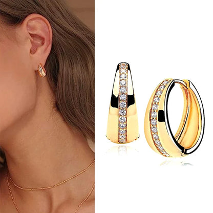 Geometric Metal Hoop Earrings for Women | Trendy Fashion Jewelry Set