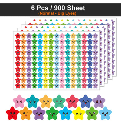 Happy Face Star Sticker Pack | Reward Stickers for Kids, DIY Craft Decorations