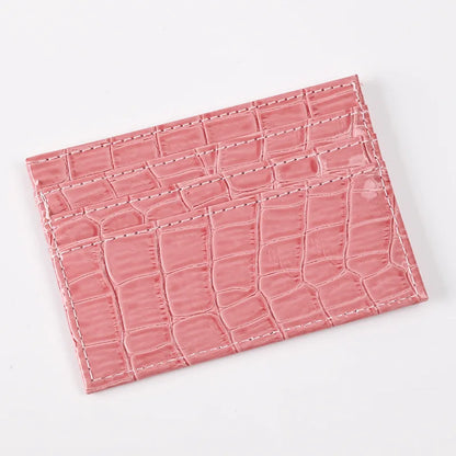 Crocodile Candy Color PU Leather Slim Credit Card Holder | Compact Wallet for Women and Men