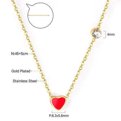 Simple Heart Pendant Necklace | Stainless Steel Clavicle Choker for Girls
