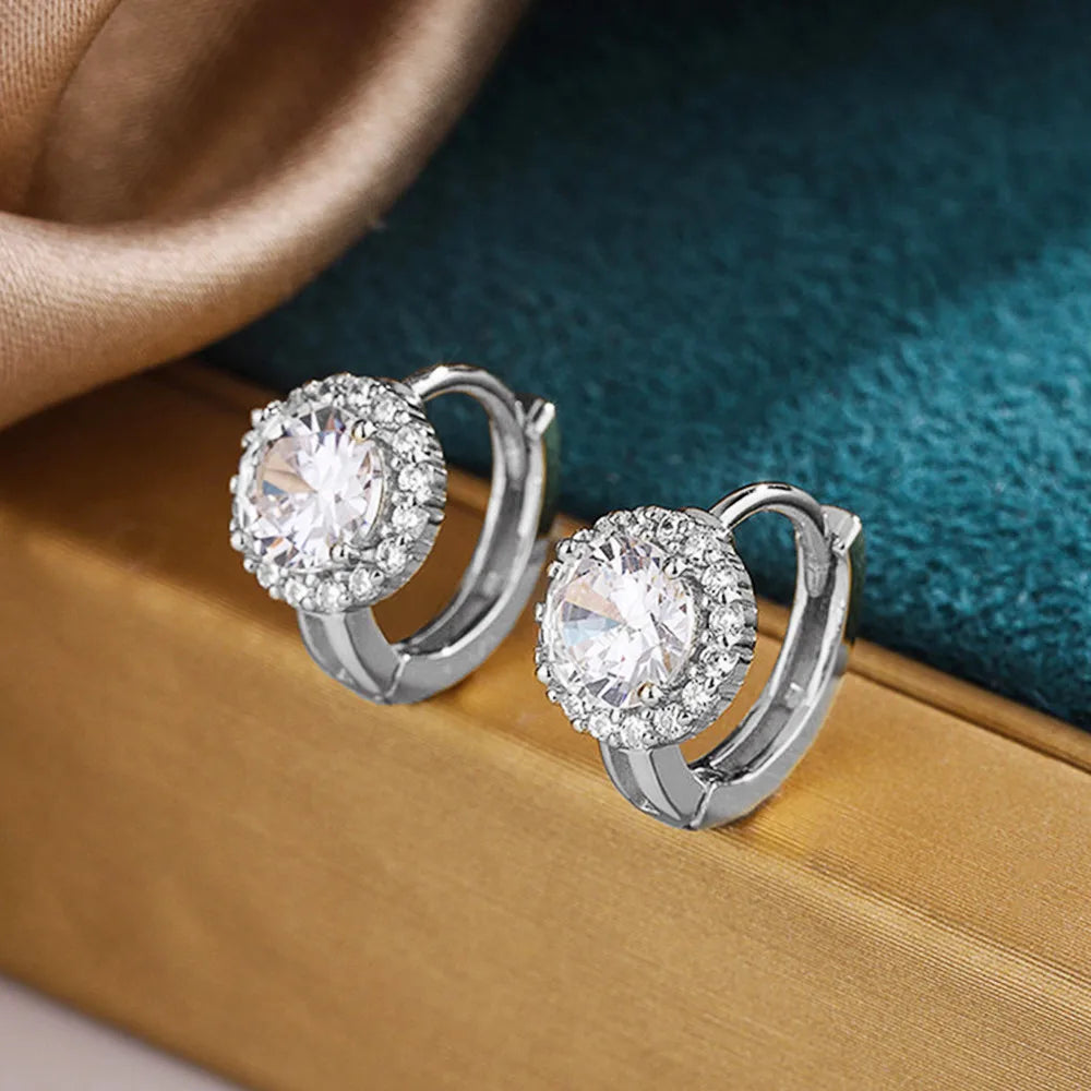 Huitan Cubic Zirconia Hoop Earrings | Dainty Fashion Jewelry for Women