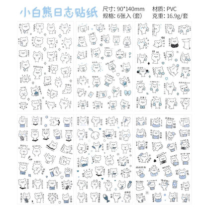 6Pcs Waterproof Cartoon Sticker Set | Cute DIY Decals for Laptops, Phones, and Planners