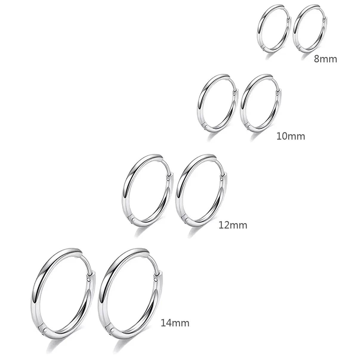 4 Pairs Stainless Steel Tiny Hoop Earrings | Simple Silver and Gold Circle Earrings