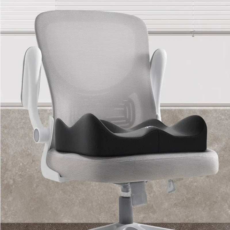 1pc Memory Foam Seat Cushion - 3D Ergonomic Support| Light Green & Grey, Washable Polyester, Car/Office Essentials