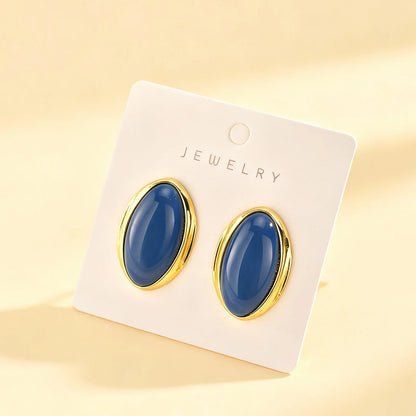 Exaggerated Retro Geometric Ellipse Stud Earrings | Personality Oval Dangle Jewelry for Women