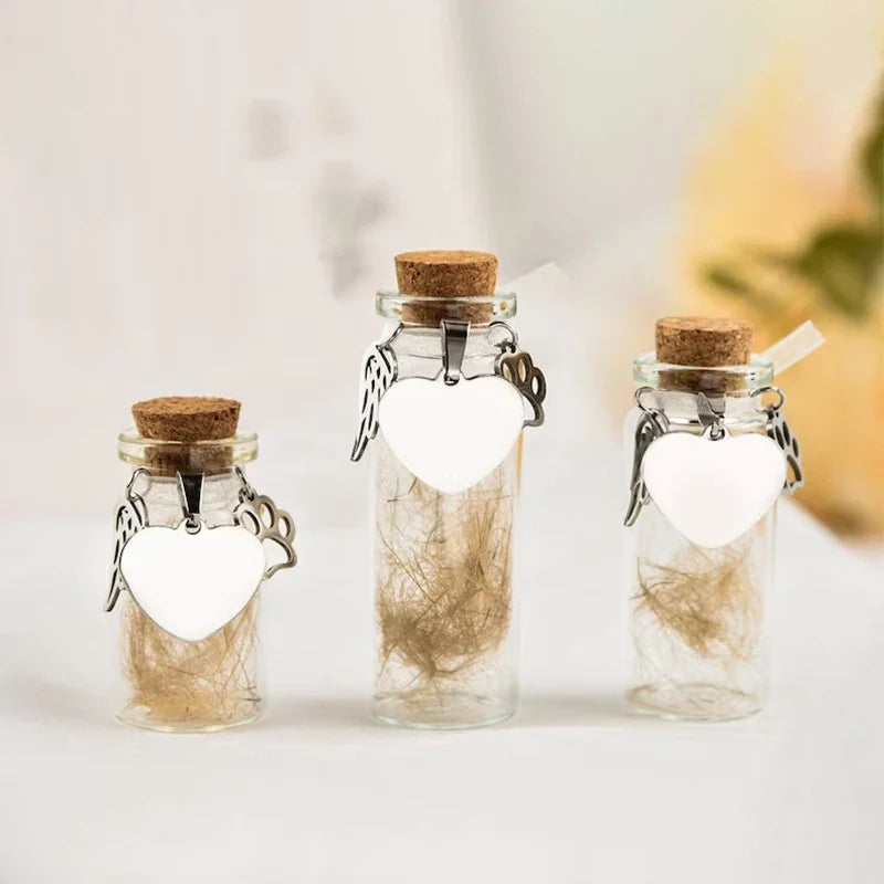 Pet Memorial Bottle for Pet Hair | Glass Keepsake Urn with Silver Accessories