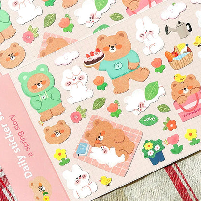 BONITO Kawaii Rabbit Bear Sticker Set | Cute Journal Decor