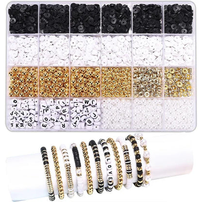 DIY Clay Beads Bracelet Making Kit – Friendship Golden Letter Beads for Jewelry Making, Gifts for Women & Teens