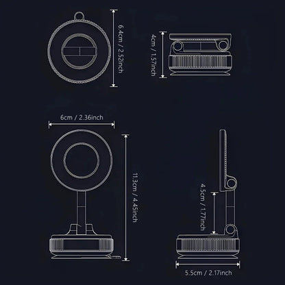 K007 Strong Magnetic Car Phone Holder Foldable Design 360° Adjustable Vacuum Mount for Car/Desk/Bathroom/Universal Use