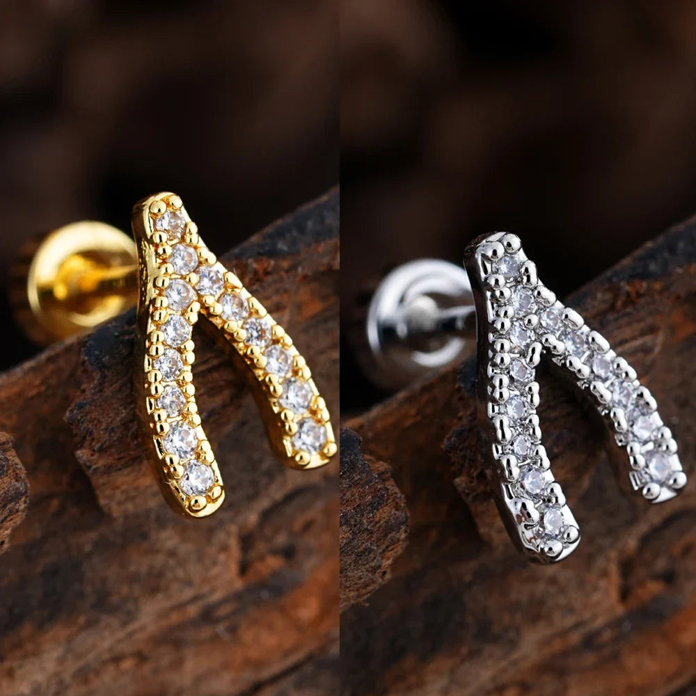 Zircon Star Ear Studs Stainless Steel Cartilage Tragus Helix Piercing | Mixed Style Earrings for Unisex