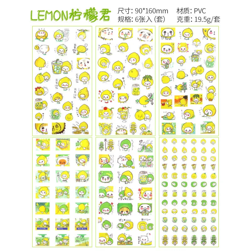 6Pcs Waterproof Cartoon Sticker Set | Cute DIY Decals for Laptops, Phones, and Planners