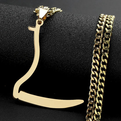 Silver Grim Reaper Sickle Pendant Necklace | Punk Stainless Steel Jewelry for Women