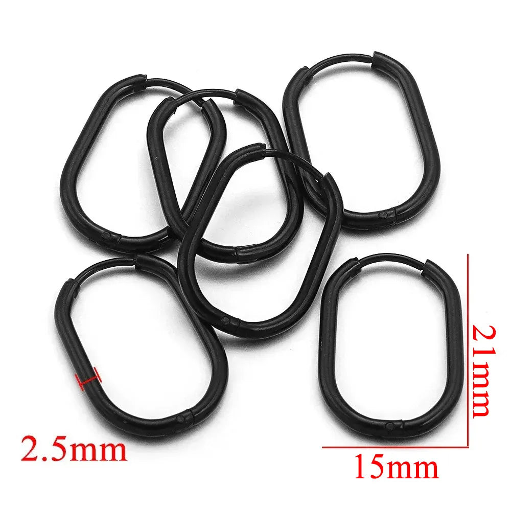 Gold Plated Rectangular Hoop Earrings | 6pcs Stainless Steel Jewelry Findings for DIY