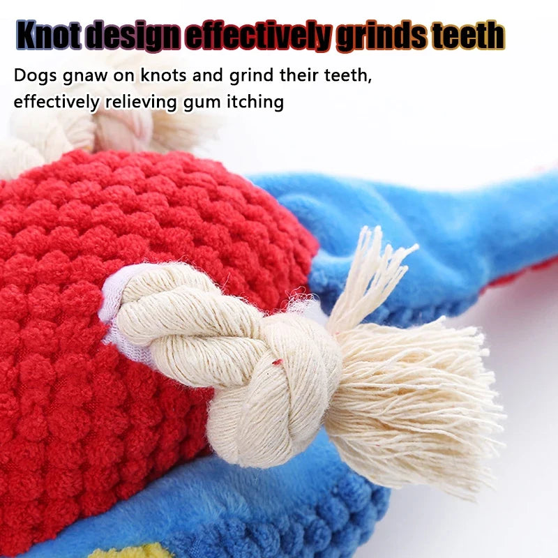 Indestructible Plush Parrot Dog Toy – Squeaky Chew Toy for Small & Large Dogs