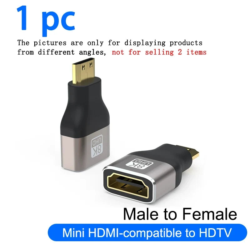 8K HDMI 2.1 Right Angle Adapter | 90 Degree Male to Female Connector for TV and Console