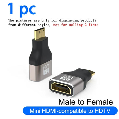 8K HDMI 2.1 Right Angle Adapter | 90 Degree Male to Female Connector for TV and Console