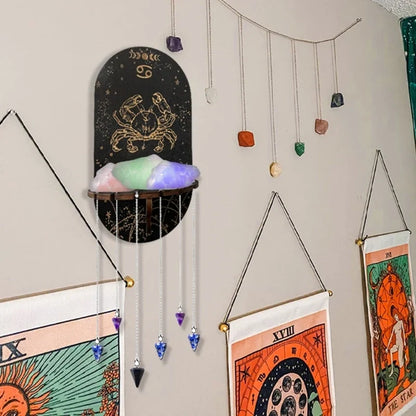 Wooden Crystal Shelf Display Stand | Bohemian Wall Rack for Stones and Jewelry