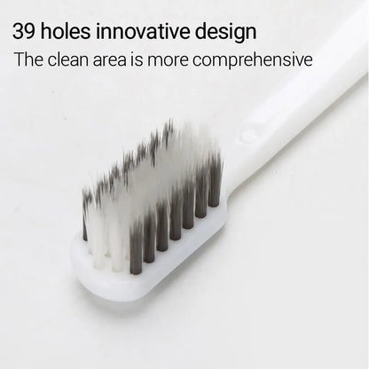 10-Pack Bamboo Charcoal Toothbrush Set – Ultra-Soft Silk Bristles for Men & Women | Eco-Friendly Black & White Adult Family Toothbrushes