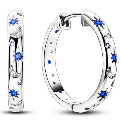 Colorful 925 Sterling Silver Hoop Earrings for Women | Classic Circle Earrings