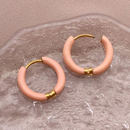 2pcs Candy Color Enamel Hoop Earrings | Sweet Summer Stainless Steel Jewelry