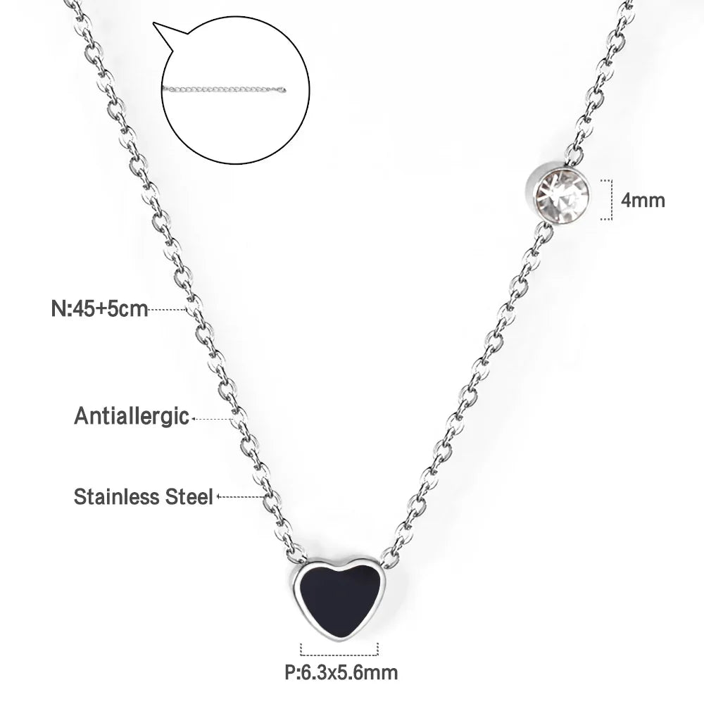Simple Heart Pendant Necklace | Stainless Steel Clavicle Choker for Girls