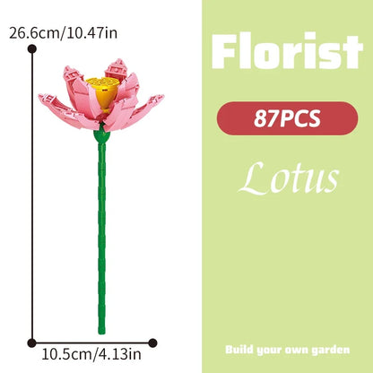 Building block bouquet simulation of flowers female gift assembly,small particle building block children's assembly toy