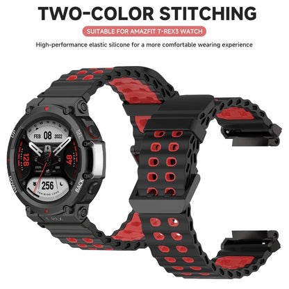 Marine band for Amazfit watch T-rex 3/2/ultra two-tone elastic silicone strap for T-Rex/T Rex Pro breathable sport bracelet