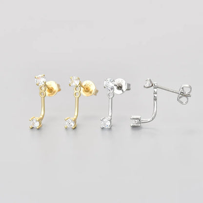 Double Flower Stud Earrings | Screw-Back Crystal Tragus Earrings for Women