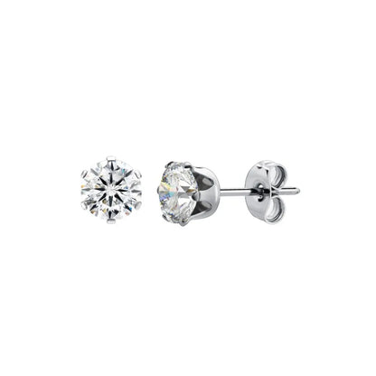 Stainless Steel Cubic Zirconia Stud Earrings Set | 12 Color Hypoallergenic Earrings for Sensitive Skin