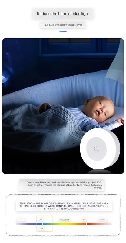 Energy Saving Led Touch Sensor Night Lights USB Rechargeable Magnetic Wall Light Room Aisle Bedroom Round Portable Night Lamp