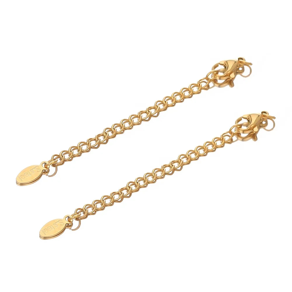 10pcs Stainless Steel Extension Chains with Lobster Clasps | DIY Jewelry Findings