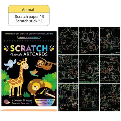 Magic Rainbow Scratch Art Painting Paper Kit | Kids DIY Educational Toy