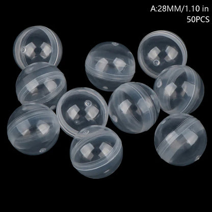 50pc Mini Clear Plastic Capsule Toy Surprise Balls | Gashapon Containers for Vending Machines