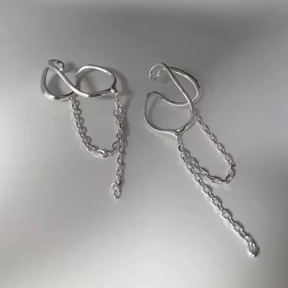 925 Sterling Silver Ear Cuff Without Piercing | Chain Tassel Earring for Women