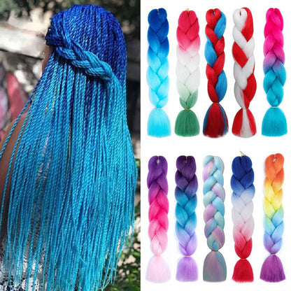 Synthetic Jumbo Braids Hair 24Inch | Ombre Braiding Hair Extensions for Crochet Box Braid Blue Purple