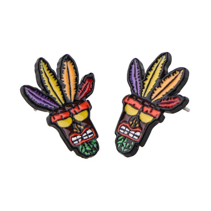 Cool Wolf Enamel Ear Studs | Stainless Steel Animal Earrings for Women