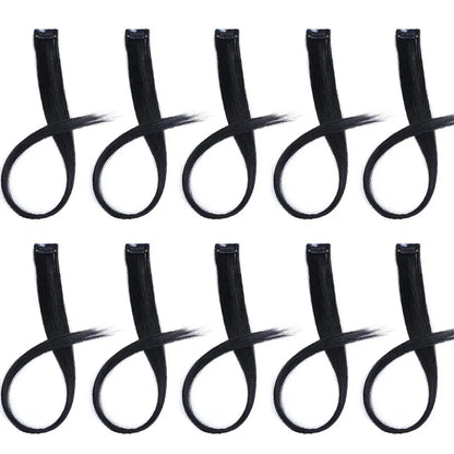 10pcs 22Inch Synthetic Long Straight Hair Extensions Clip in Colored Party Highlights Hairpieces for Women Kids Girls