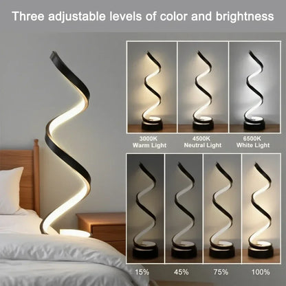 LED spiral dimmable table lamp suitable for living room bedroom study adjustable brightness bedside lamp for office and home use
