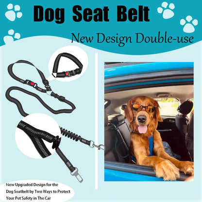Adjustable Heavy-Duty Dog Car Seat Belt – Striped Nylon Safety Leash for Large Dogs