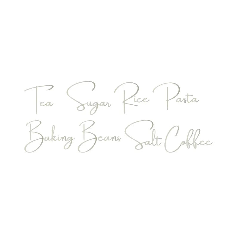 Kitchen Canister Labels Sticker Set | Waterproof Vinyl Decals for Tea Coffee Sugar